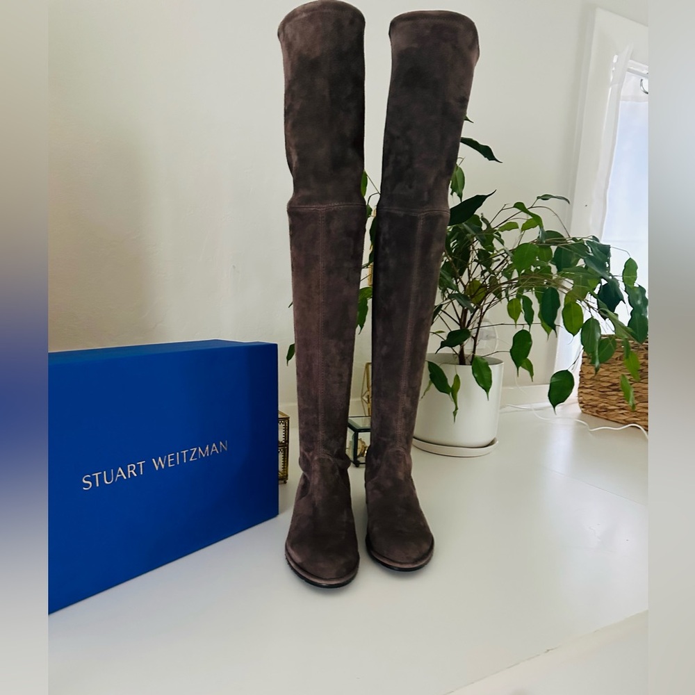 Stuart Weitzman Lowland Over-the-Knee Boots in Charcoal - Picture 2 of 3